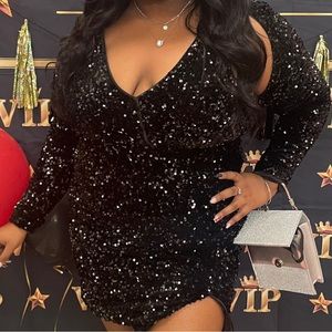 Women’s Black Sequined Party Dress- 2x size
